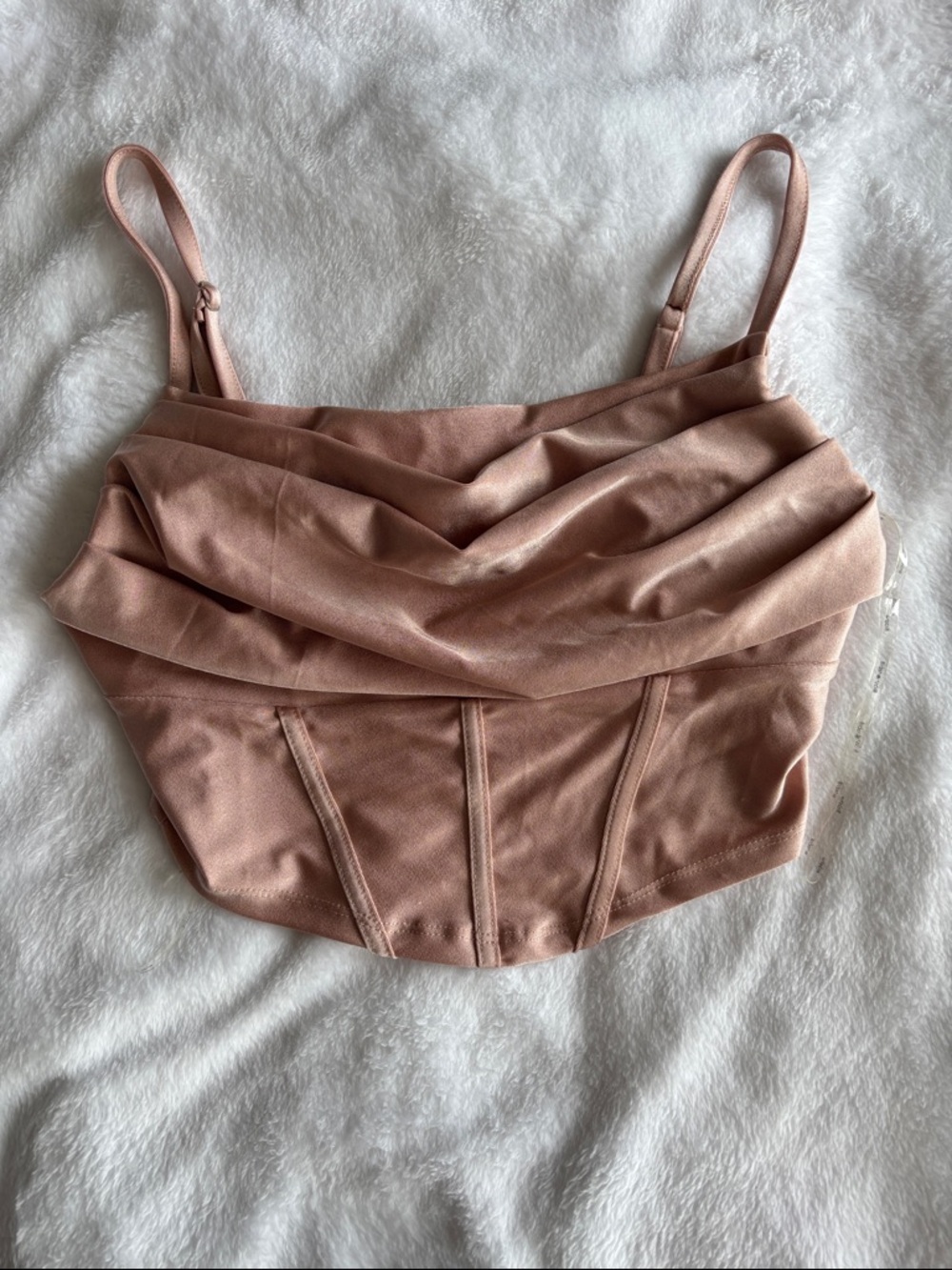 Draped Cowl Corset Crop Top in Dusty Rose